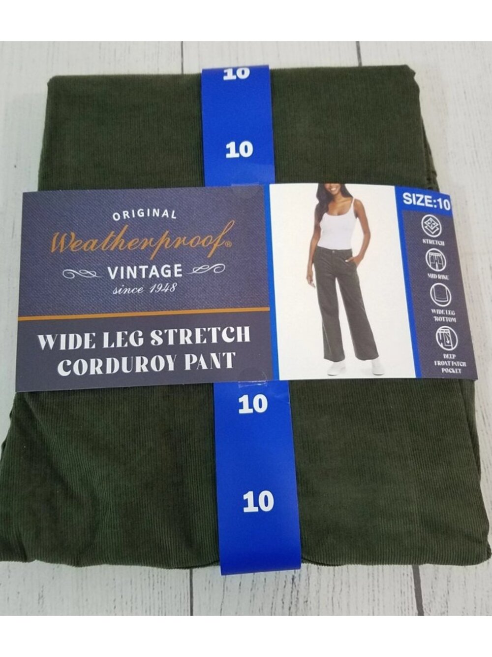 Weatherproof Vintage Wide Leg Stretch Corduroy Pants Womens Size 10 - Olive
